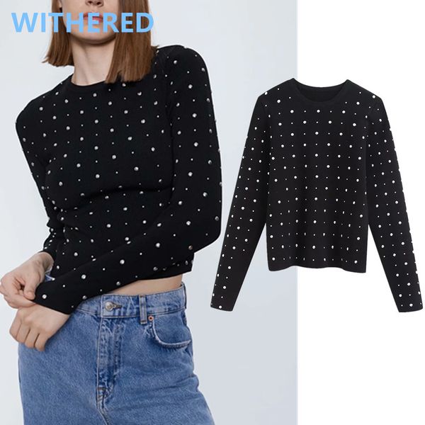 women's sweaters withered 2021 spring england office lady simple high street stretch rivet knitting short women pullovers crop, White;black
women's sweaters withered 2021 spring england office lady simple high street stretch rivet knitting short women pullovers crop, White;black