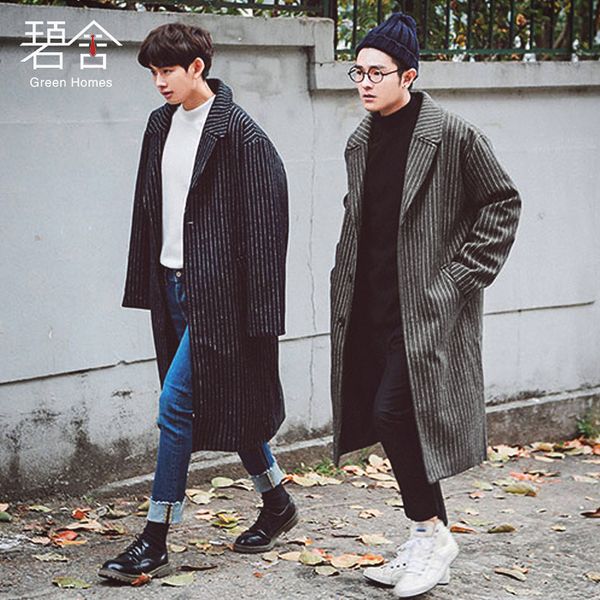 s-3xl2018 trench male medium-long loose fashion stripe single breasted woolen outerwear male, Tan;black
s-3xl2018 trench male medium-long loose fashion stripe single breasted woolen outerwear male, Tan;black