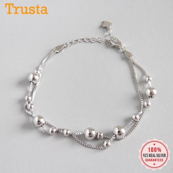 trusta genuine fashion 925 sterling silver beads double-deck chain bracelet for women girls lady wedding jewelry gift ds2392, Black
trusta genuine fashion 925 sterling silver beads double-deck chain bracelet for women girls lady wedding jewelry gift ds2392, Black