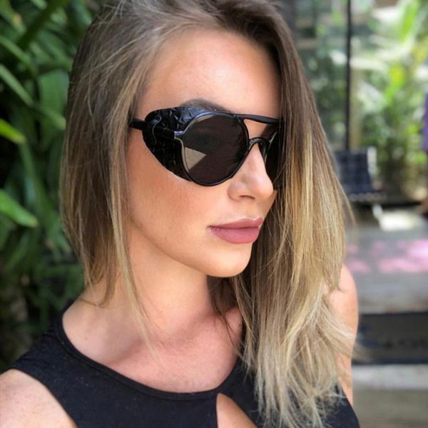 winla 2019 new vintage punk sunglasses women fashion leather decoration cool men round sun glasses uv400 wl1229, White;black
winla 2019 new vintage punk sunglasses women fashion leather decoration cool men round sun glasses uv400 wl1229, White;black