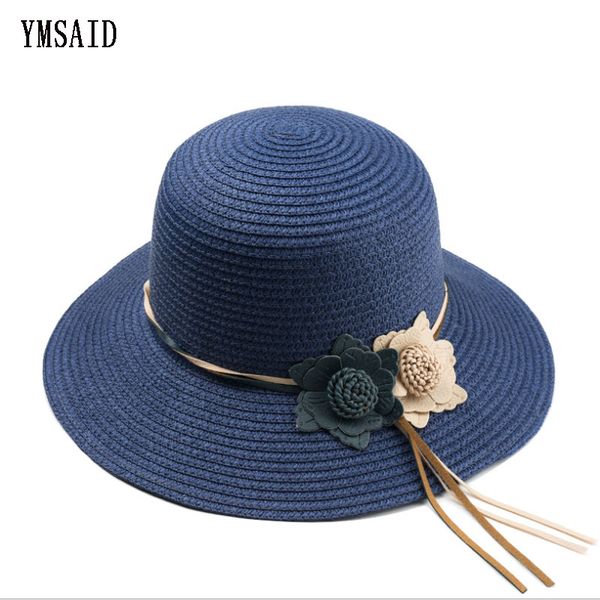 ymsaid 2018 new girls summer flowers straw hat panama hat women's beach cap, Blue;gray
ymsaid 2018 new girls summer flowers straw hat panama hat women's beach cap, Blue;gray