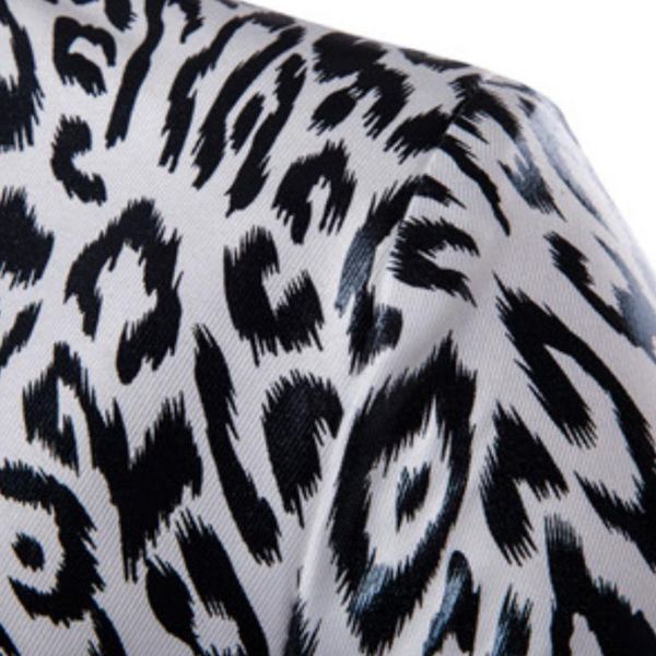 leopard print long sleeve autumn soft casual button fashion slim fit men coat, White;black
leopard print long sleeve autumn soft casual button fashion slim fit men coat, White;black