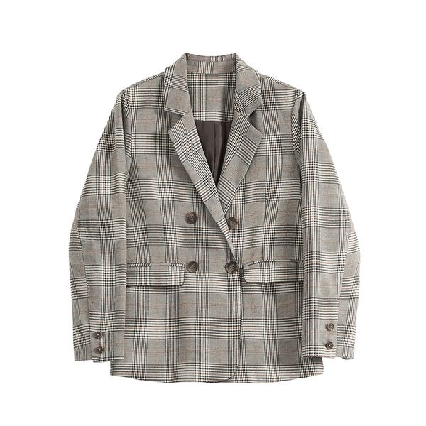 new spring 2019 blazer full sleeves plaid regular length double breasted notched collar button casual female clothing, White;black
new spring 2019 blazer full sleeves plaid regular length double breasted notched collar button casual female clothing, White;black