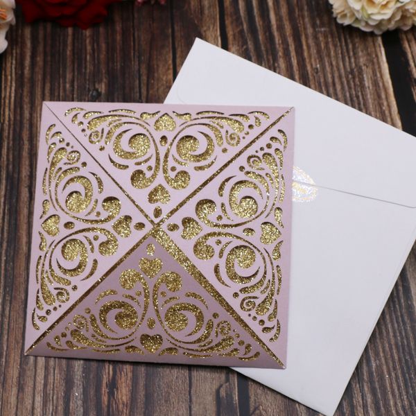 20pcs exquisite light purple wedding invitation card & white envelope & glitter gold inner page ceremony graduation bank to school cards, Black
20pcs exquisite light purple wedding invitation card & white envelope & glitter gold inner page ceremony graduation bank to school cards, Black