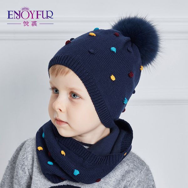 enjoyfur 2017 cotton boy hat and scarf set kintted winter caps with real fur pom pom cute children hats
enjoyfur 2017 cotton boy hat and scarf set kintted winter caps with real fur pom pom cute children hats