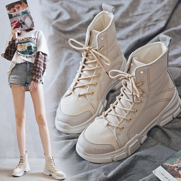 women's short boots 2020 autumn korean version of the breathable wild thick bottom british style boots high-lace, Black
women's short boots 2020 autumn korean version of the breathable wild thick bottom british style boots high-lace, Black