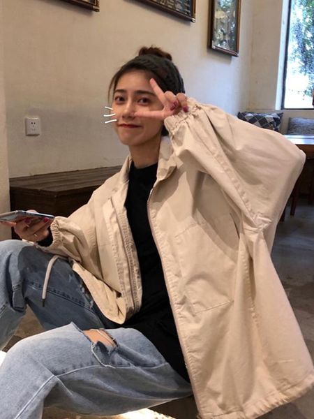 women's new fashion casual korean version of the simple simple loose wild tooling jacket female long-sleeved top, Black;brown
women's new fashion casual korean version of the simple simple loose wild tooling jacket female long-sleeved top, Black;brown