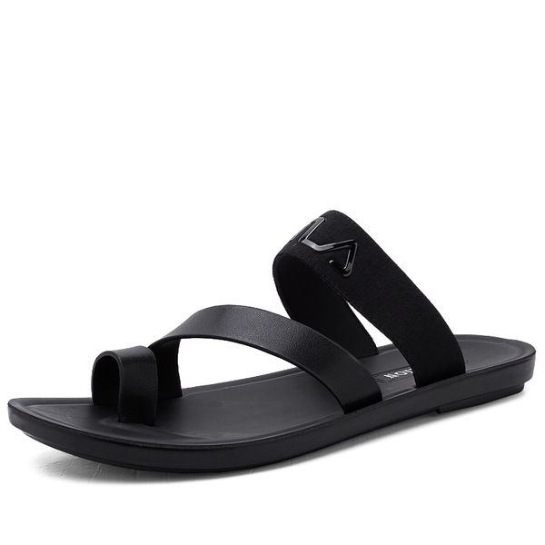 summer leather outdoor shoes toe slipper men sandals black classic for male soft casual walking beach sandalias sandal slides