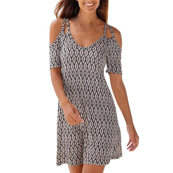 women v neck boho print short sleeve casual mini beachwear dress sundress collar casual slim dresses vestidos de verano#30, Black;gray
women v neck boho print short sleeve casual mini beachwear dress sundress collar casual slim dresses vestidos de verano#30, Black;gray