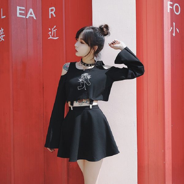harajuku women's sets handheld rose embroidery black short t-shirt and mini a-line skirt female sets 2018 new two pieces, White
harajuku women's sets handheld rose embroidery black short t-shirt and mini a-line skirt female sets 2018 new two pieces, White