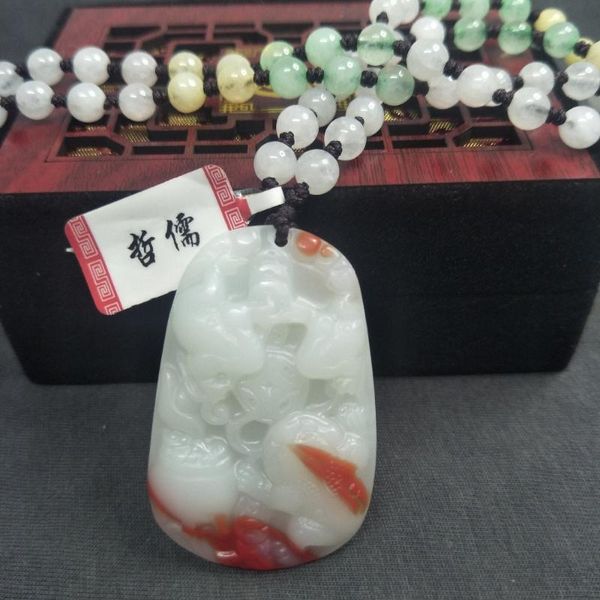 send a certificate natural chicken blood jade carving two-color animal beast pendant three color jadeite necklace, Silver
send a certificate natural chicken blood jade carving two-color animal beast pendant three color jadeite necklace, Silver