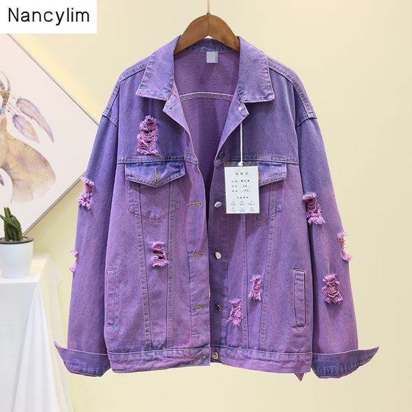 spring autumn gradual coloured jeans jacket female new korean loose hole jackets women and men fashion jeans coat outwears, Black;brown
spring autumn gradual coloured jeans jacket female new korean loose hole jackets women and men fashion jeans coat outwears, Black;brown