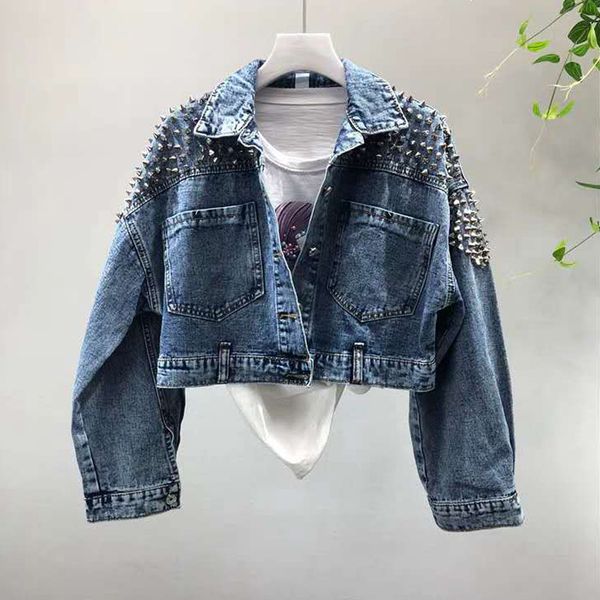 european vintage short jean jacket coat woman 2019 autumn new heavy rivet loose bat sleeve denim jackets women's handsome jacket, Black;brown
european vintage short jean jacket coat woman 2019 autumn new heavy rivet loose bat sleeve denim jackets women's handsome jacket, Black;brown