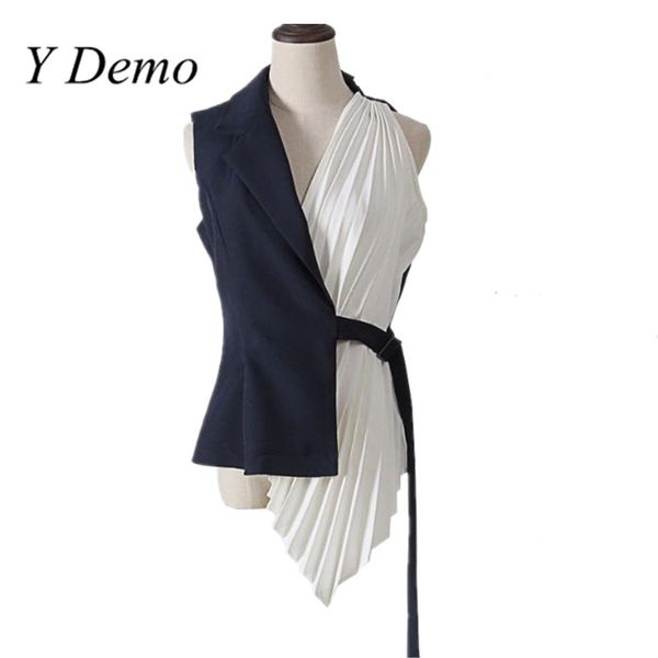 y demo fashion v neck tie women sleeveless irregular slim waist vest 2018 summer clothing, Black;white
y demo fashion v neck tie women sleeveless irregular slim waist vest 2018 summer clothing, Black;white