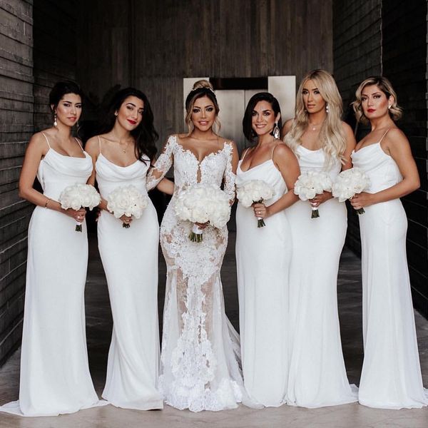 white spaghetti mermaid bridesmaid dresses chiffon floor length plus size maid of honor gowns wedding guests robes de demoiselle d'honn, White;pink
white spaghetti mermaid bridesmaid dresses chiffon floor length plus size maid of honor gowns wedding guests robes de demoiselle d'honn, White;pink
