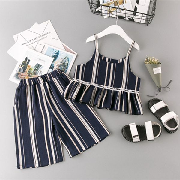 girl summer clothes set striped shoulder off vest wide leg pants 2 pcs chiffon clothing set baby girl fashion clothes kids suit, White
girl summer clothes set striped shoulder off vest wide leg pants 2 pcs chiffon clothing set baby girl fashion clothes kids suit, White