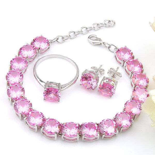 wholesa weddubg jewelry set classic round pink cubic zirconia gems 925 sterling silver ring stud earrings bracelet jewelry sets 8'inch
wholesa weddubg jewelry set classic round pink cubic zirconia gems 925 sterling silver ring stud earrings bracelet jewelry sets 8'inch