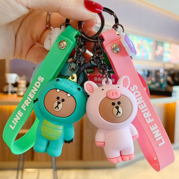 2019 new cartoon brown bear key chain cute dinosaur frog pig brown bear girl keychain doll keyring\ kids toy key chain women, Silver
2019 new cartoon brown bear key chain cute dinosaur frog pig brown bear girl keychain doll keyring\ kids toy key chain women, Silver