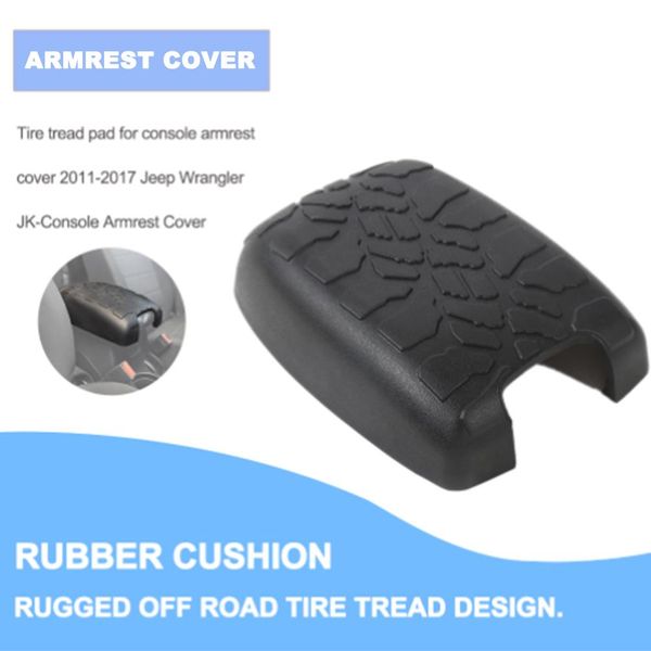 

1pcs rubber car armrest cover pad tire tread pad for console armrest cover 2011-2017 wrangler jk-console