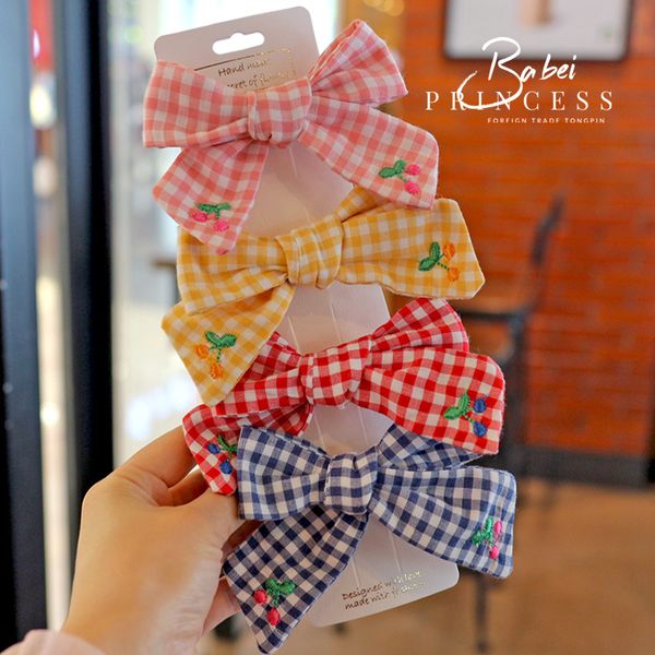 4pcs small fresh baby hairpins with grid bows lovely embroidered cherry cotton headdress for baby girls, Slivery;white
4pcs small fresh baby hairpins with grid bows lovely embroidered cherry cotton headdress for baby girls, Slivery;white