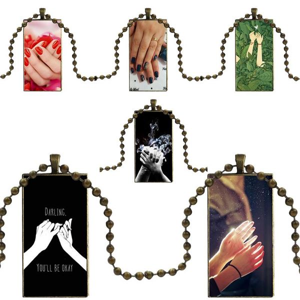 necklaces attached to the neck glass cabochon pendant necklace rectangle fashion necklace for women gift hand holding hands art, Silver
necklaces attached to the neck glass cabochon pendant necklace rectangle fashion necklace for women gift hand holding hands art, Silver