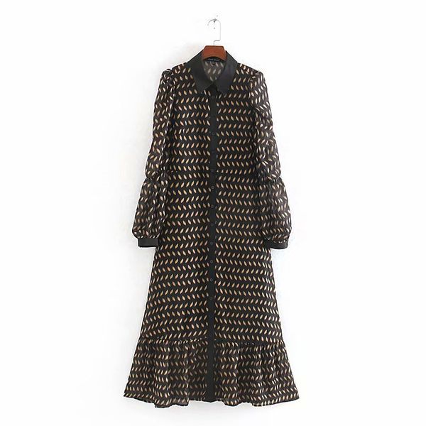 2020 new women vintage geometric print chiffon shirtwaist hem ruffles midi dress female chic puff sleeve leisure dresses ds3126, Black;gray
2020 new women vintage geometric print chiffon shirtwaist hem ruffles midi dress female chic puff sleeve leisure dresses ds3126, Black;gray