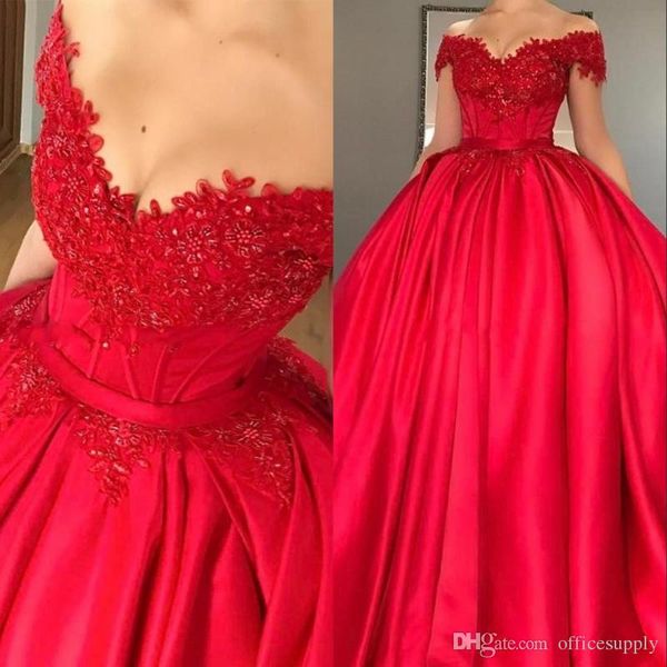 new amazing red ball gown quinceanera dresses off shoulder appliques beaded satin corset lace up prom dresses sweet 16 girls dresses, Blue;red 
new amazing red ball gown quinceanera dresses off shoulder appliques beaded satin corset lace up prom dresses sweet 16 girls dresses, Blue;red