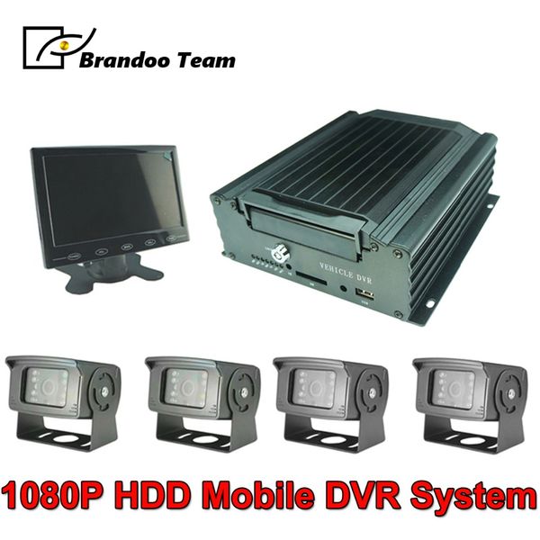 

1080p mobile dvr kit 4ch mdvr vehicle video recorder kit h.265 compression truck security system with 4pcs 2.0mp ahd car camera