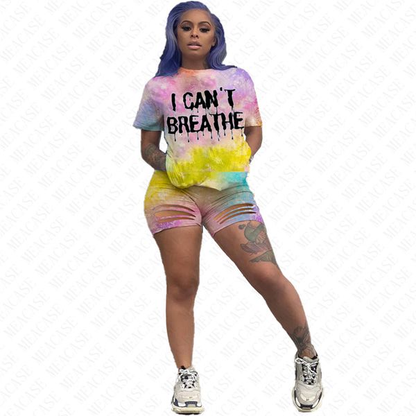 i cant breathe women suits i can't breathe tie-dye letters tracksuits summer t-shirt ripple holes shorts two piece sets outfits sale d6, White
i cant breathe women suits i can't breathe tie-dye letters tracksuits summer t-shirt ripple holes shorts two piece sets outfits sale d6, White