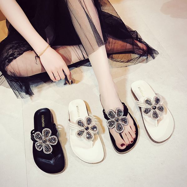 women fashion casual summer crystal with flowers bohemian style non-slip flat slippers beach ladies slippers shoes new woman, Black
women fashion casual summer crystal with flowers bohemian style non-slip flat slippers beach ladies slippers shoes new woman, Black