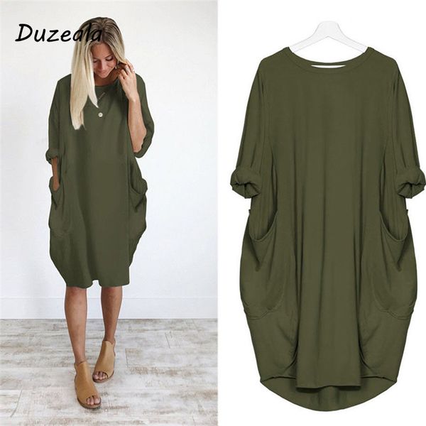 2018 autumn winter womens fashion pocket loose dress ladies solid crew neck casual long dress plus size vestido, Black;gray
2018 autumn winter womens fashion pocket loose dress ladies solid crew neck casual long dress plus size vestido, Black;gray