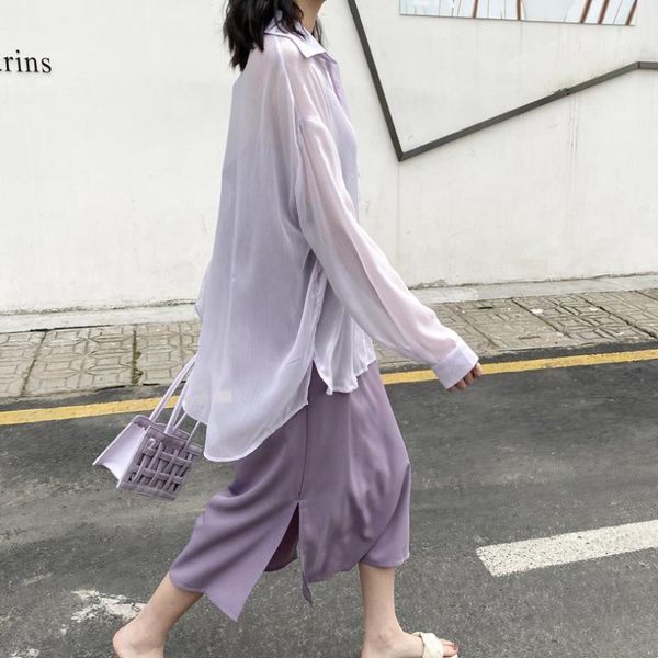 white shirt women's design sense chiffon shirt two-piece + tank dress 
white shirt women's design sense chiffon shirt two-piece + tank dress