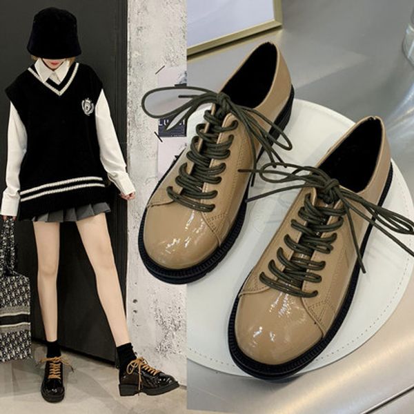 single shoes women 2020 spring new colorful patent leather round head wild japanese cute casual lace single small shoes, Black
single shoes women 2020 spring new colorful patent leather round head wild japanese cute casual lace single small shoes, Black