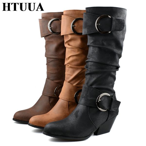 htuua autumn winter women's knee-high boots casual short plush slip on chunky heel western cowboy boots women wedges shoes s3309, Black
htuua autumn winter women's knee-high boots casual short plush slip on chunky heel western cowboy boots women wedges shoes s3309, Black