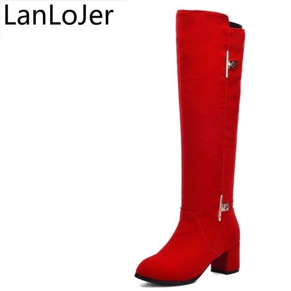 lanlojer fashion knee high long boots woman shoes black red thick heels wedding boots round toe dress shoes
lanlojer fashion knee high long boots woman shoes black red thick heels wedding boots round toe dress shoes