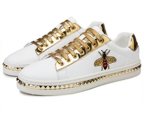 2020 new designer men fashion gold silver bee embroidery flats casual shoes loafers platform shoes man dress prom shoes tenis masculino, Black
2020 new designer men fashion gold silver bee embroidery flats casual shoes loafers platform shoes man dress prom shoes tenis masculino, Black