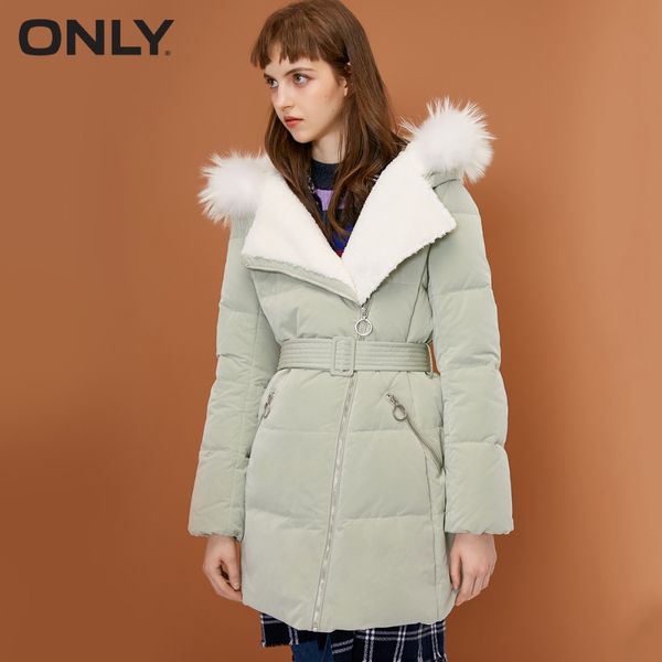 only women's raccoon fur collar cinched waist matte hooded down jacket |118312591, Black
only women's raccoon fur collar cinched waist matte hooded down jacket |118312591, Black