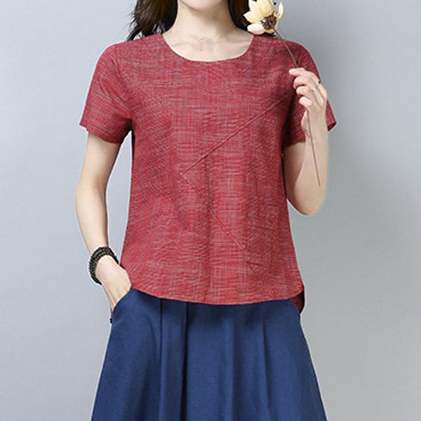women 2019 summer tee shirt femme women patchwork cotton linen o-neck short-sleeved solid t-shirt camiseta mujer 40, White
women 2019 summer tee shirt femme women patchwork cotton linen o-neck short-sleeved solid t-shirt camiseta mujer 40, White