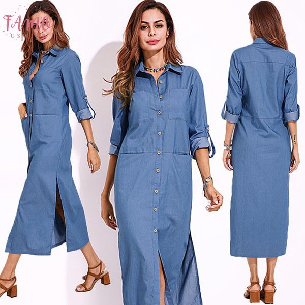casual loose long dress women denim dress spring long sleeve turn down collar maxi dress female buttons pocket split, Black;gray
casual loose long dress women denim dress spring long sleeve turn down collar maxi dress female buttons pocket split, Black;gray