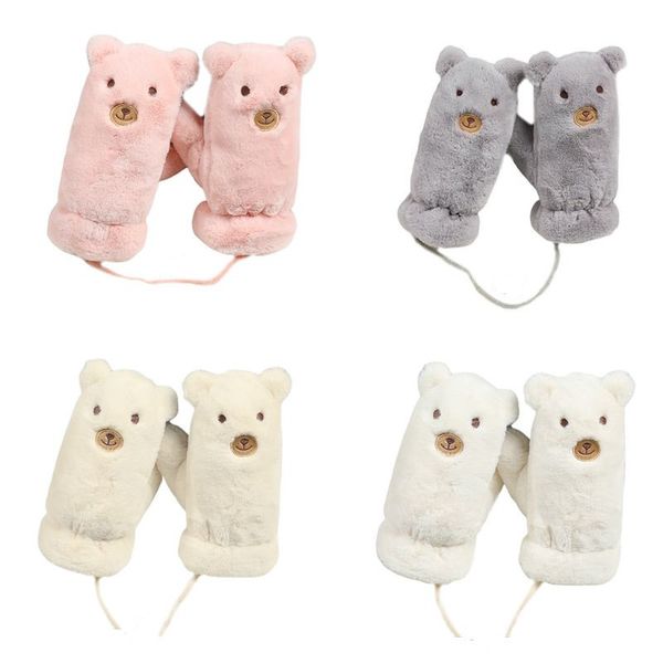 baby boys girls winter plush full finger gloves with string cute bear embroidery thicken lining windproof warmer children mitten, White
baby boys girls winter plush full finger gloves with string cute bear embroidery thicken lining windproof warmer children mitten, White