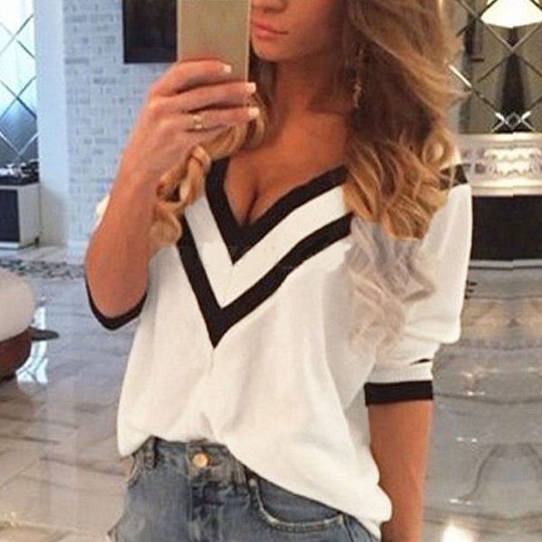 2019 women summer korea plus size 2xl striped shirt blouses v neck loose casual tunics female streetwear oversize, White
2019 women summer korea plus size 2xl striped shirt blouses v neck loose casual tunics female streetwear oversize, White