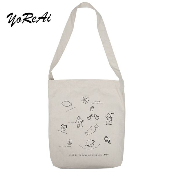 yoreai classic cartoon printed canvas shoulder bag original design shopping tote large capacity cute style student handbag
yoreai classic cartoon printed canvas shoulder bag original design shopping tote large capacity cute style student handbag
