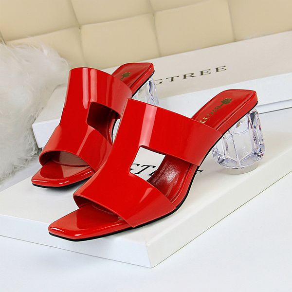 korean fashion summer women's shoes crystal with transparent high-heeled patent leather square-head fish mouth hollow slippers, Black
korean fashion summer women's shoes crystal with transparent high-heeled patent leather square-head fish mouth hollow slippers, Black