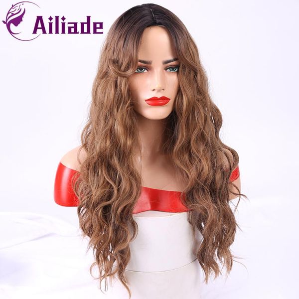 ailiade chocolate color honey flax color 22inch long curly water wavy synthetic wig high temperature resistance, Black
ailiade chocolate color honey flax color 22inch long curly water wavy synthetic wig high temperature resistance, Black
