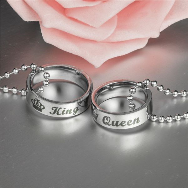 valentine's day gift fashion couple pendant necklace letter her king his queen round stainless steel lovers necklace jewelry, Silver
valentine's day gift fashion couple pendant necklace letter her king his queen round stainless steel lovers necklace jewelry, Silver