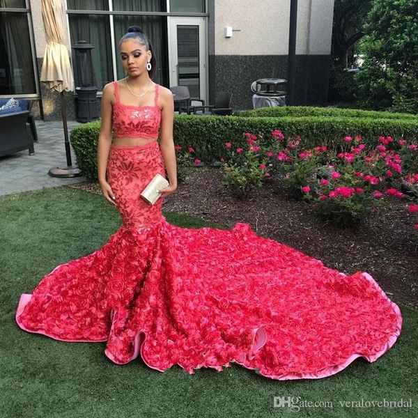 2019 water melon mermaid prom dresses lace appliqued flowers two pieces evening dress court train cocktail party gowns custom made, Black
2019 water melon mermaid prom dresses lace appliqued flowers two pieces evening dress court train cocktail party gowns custom made, Black
