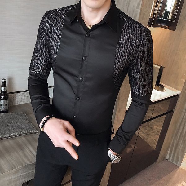 personality patchwork design long sleeve men shirt simple all match solid mens dress shirts business formal wear slim fit blouse, White;black
personality patchwork design long sleeve men shirt simple all match solid mens dress shirts business formal wear slim fit blouse, White;black