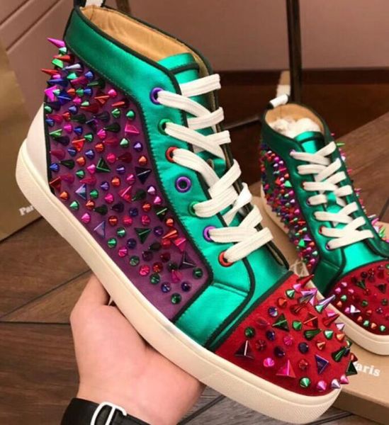 colorful pik pik spikes red bottom sneakers shoes men women genuine leather luxurious women studs leisure party dress wedding trainers, Black
colorful pik pik spikes red bottom sneakers shoes men women genuine leather luxurious women studs leisure party dress wedding trainers, Black