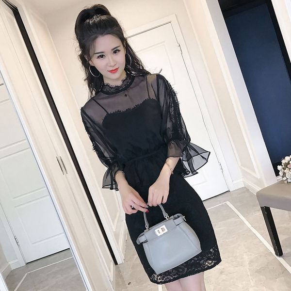 2017 new style slim fit slimming two-piece set lace joint strapped dress 6896gt241, Black;gray
2017 new style slim fit slimming two-piece set lace joint strapped dress 6896gt241, Black;gray