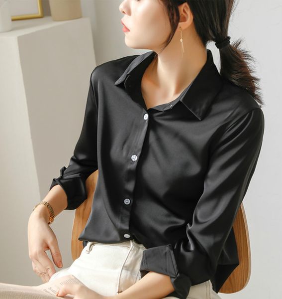 2020 classic casual women shirt vintage silk satin runway designer long sleeve ladies button blouses slim office plus size shirts, White
2020 classic casual women shirt vintage silk satin runway designer long sleeve ladies button blouses slim office plus size shirts, White